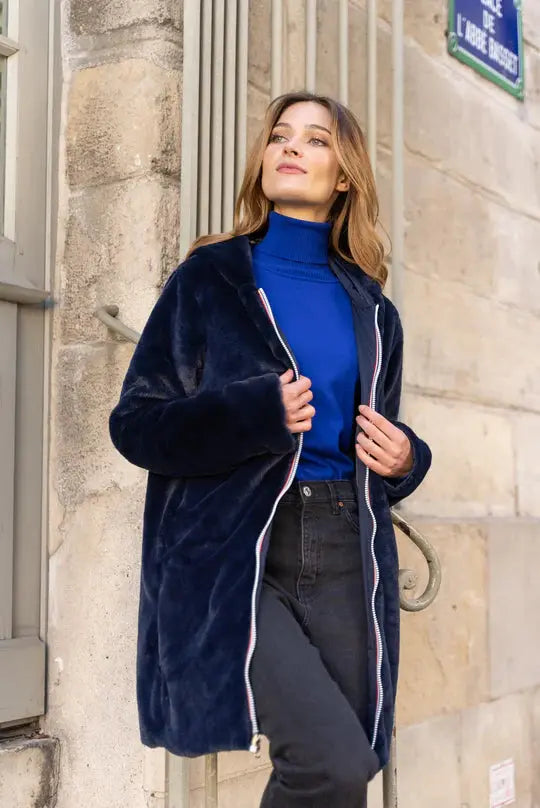PARKA IMPERMEABLE LONG FOURRE MARINE LAURA JO La Chica