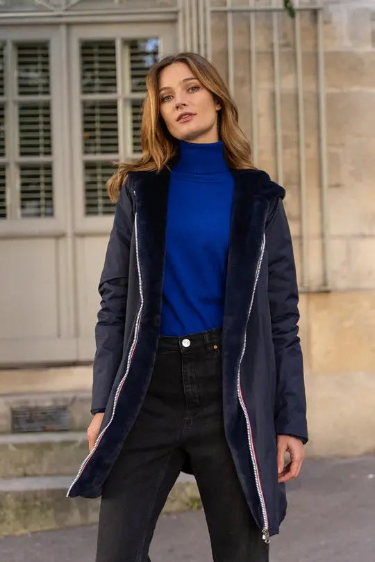 PARKA IMPERMEABLE LONG FOURRE MARINE LAURA JO La Chica