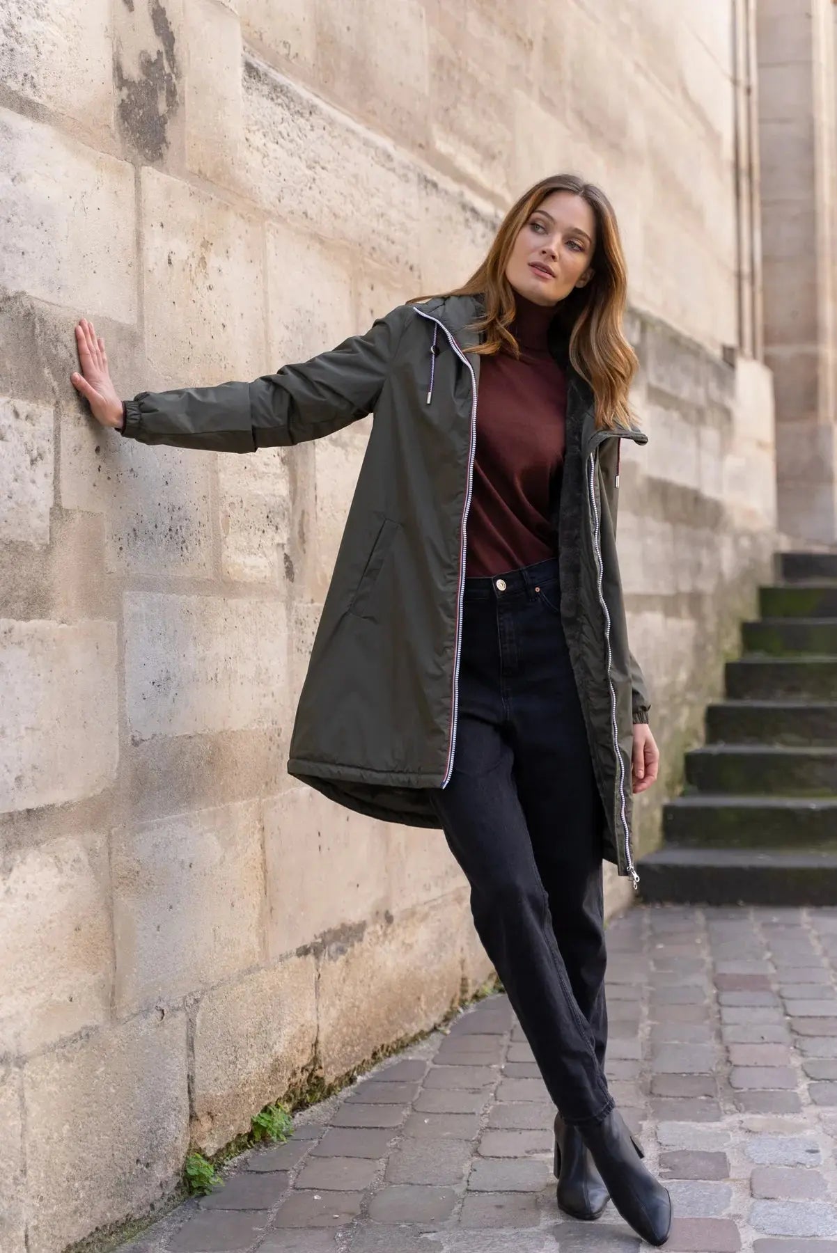 PARKA LONGUE FOURRE KAKI LAURA JO La Chica