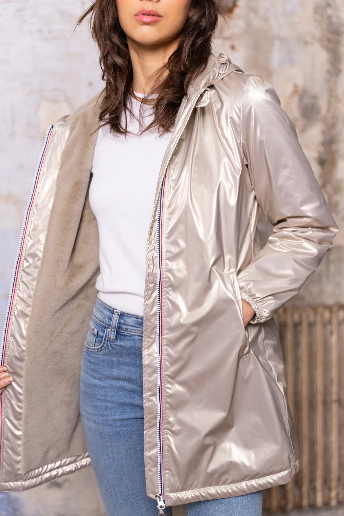 IMPERMEABLE LONG FOURRE DORE LAURA JO La Chica