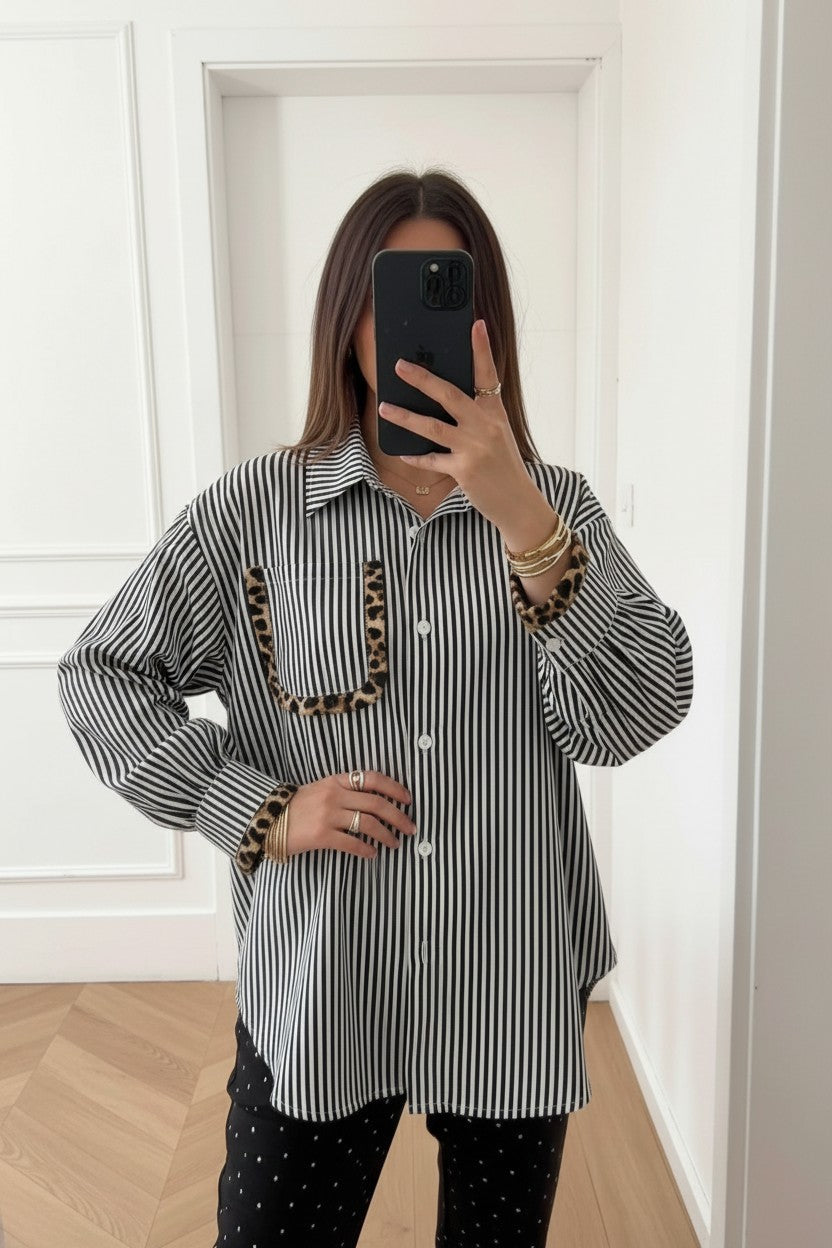 Chemise Oversize ✦ Détails Léopard ✦ Élégance Audacieuse La Chica