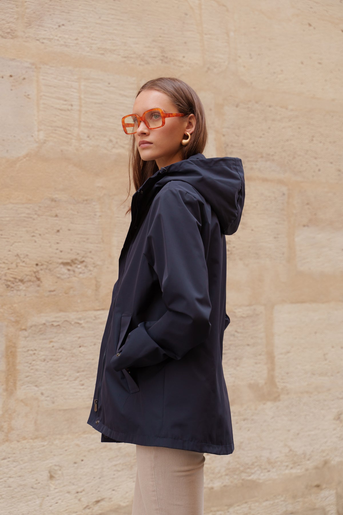 Parka imperméable courte 3 en 1 marine pour femme – vue 5