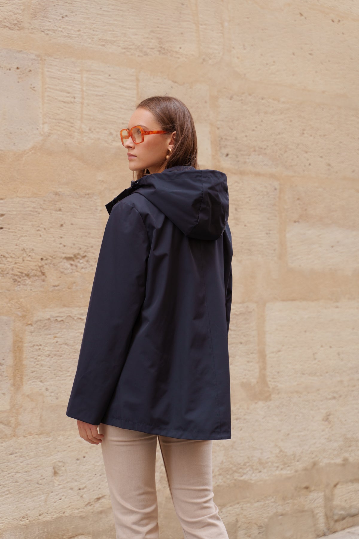 Parka imperméable courte 3 en 1 marine pour femme – vue 6