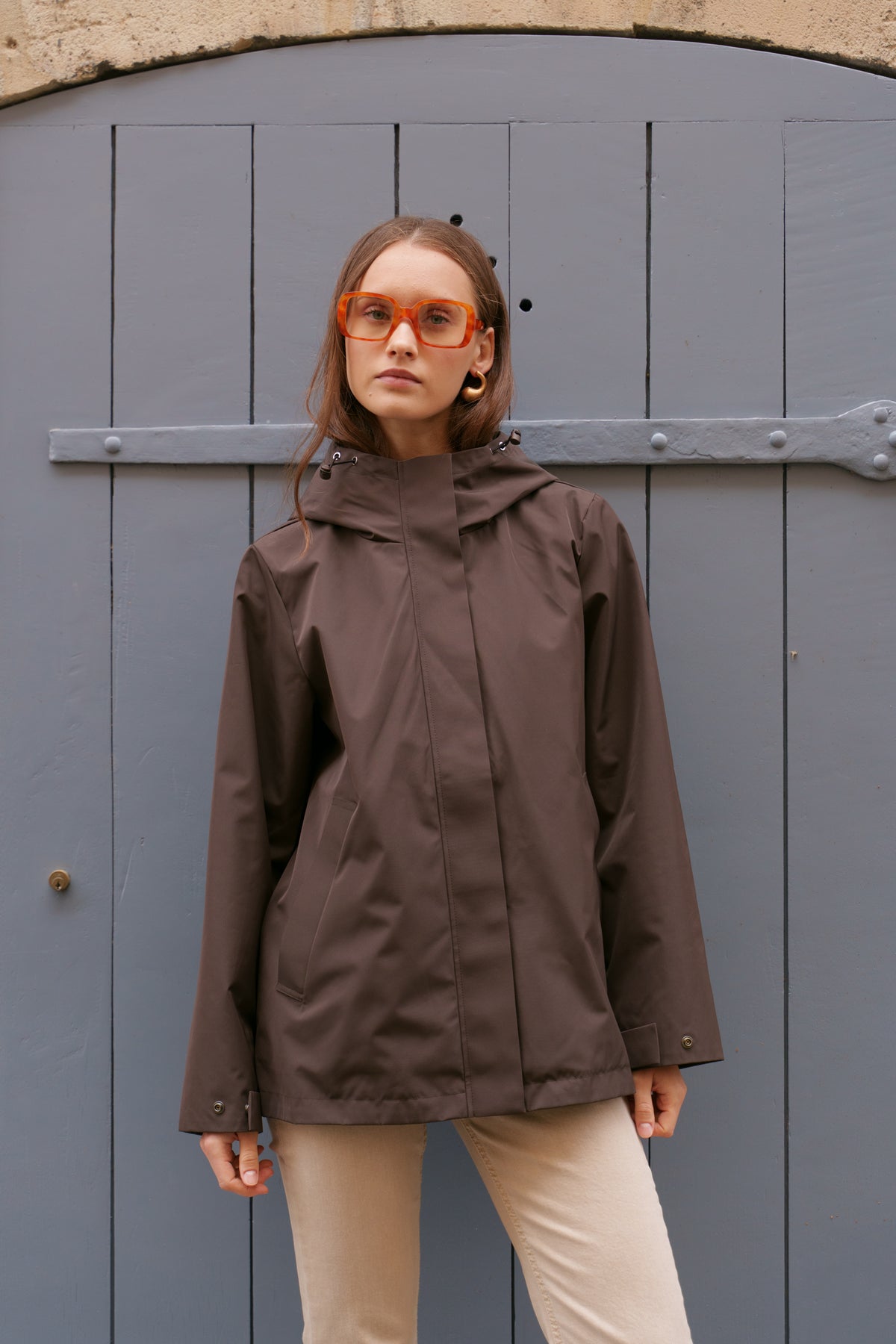 Parka imperméable courte 3 en 1 marron pour femme – vue 1