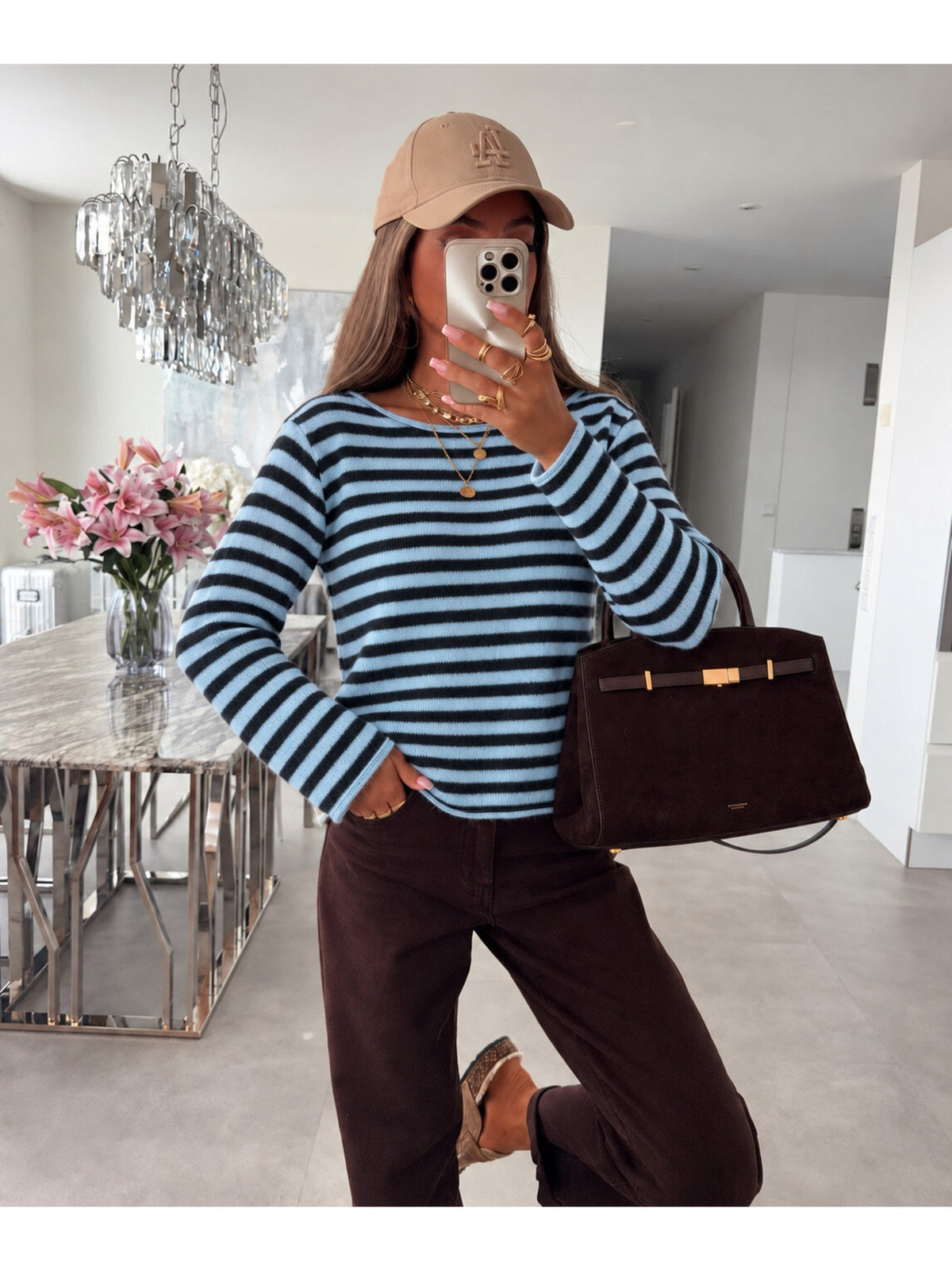 Pull laine rayures contrastées bleu pour femme, La Chica