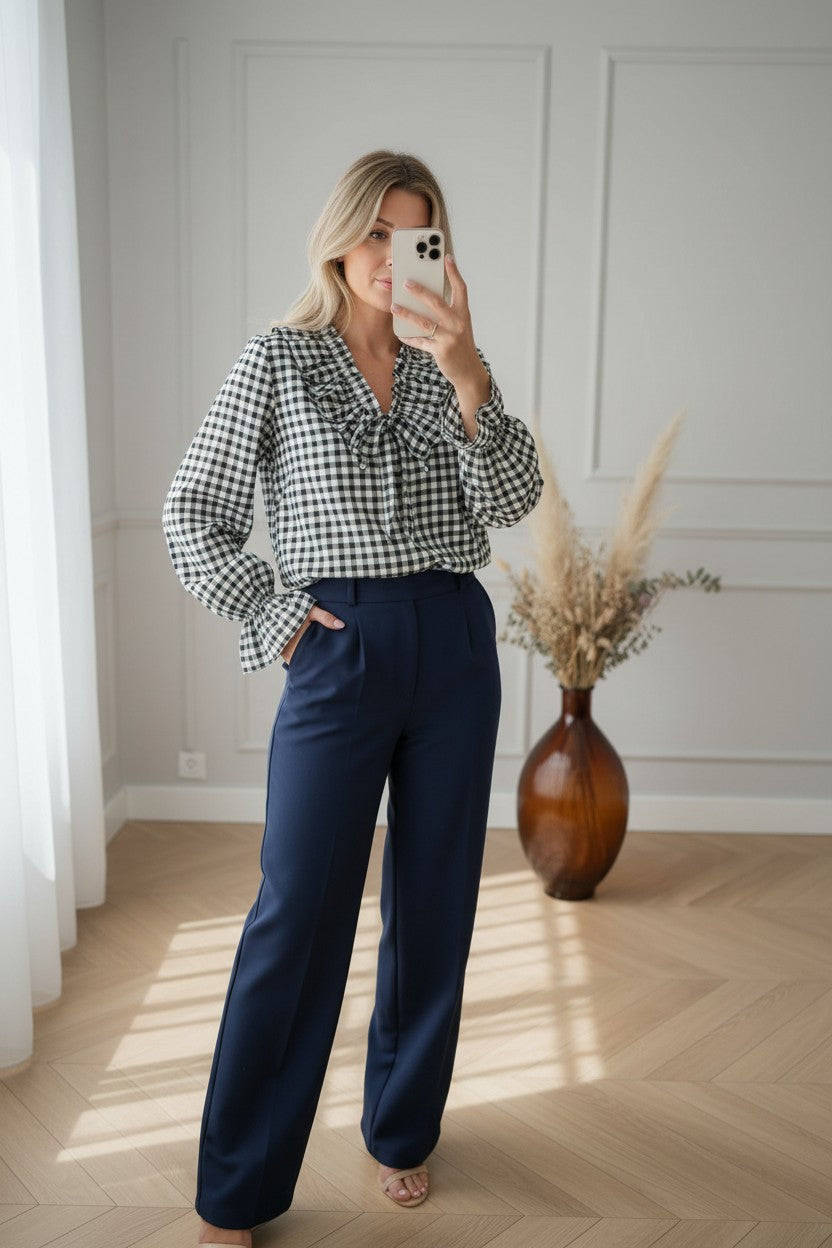 Blouse Vichy ✦ Noir & Blanc ✦ Esprit Chic & Intemporel La Chica